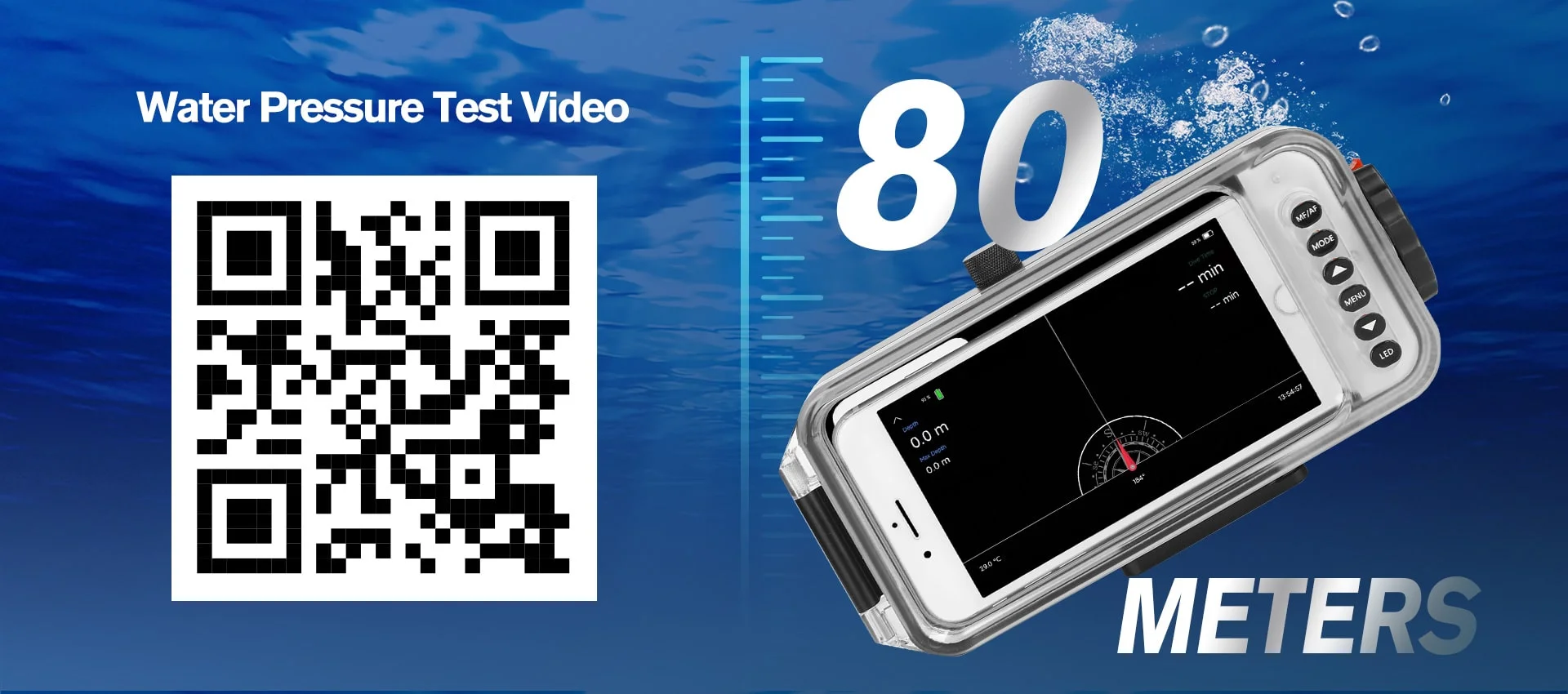 Underwater smartphone housing HotDive take multiple extreme 80 meters (262 foot) pressure test for 4 hours before ship out.